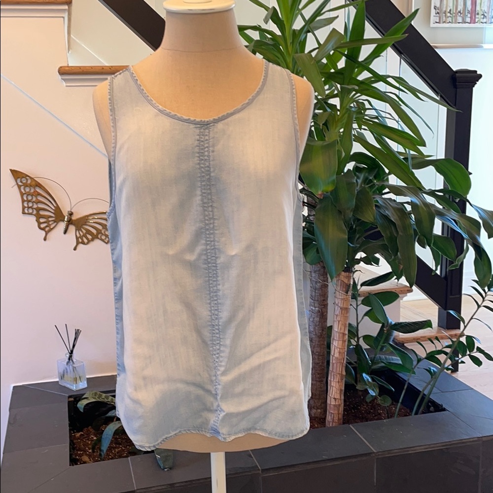 Light Blue Lightweight Denim Sleeveless Top